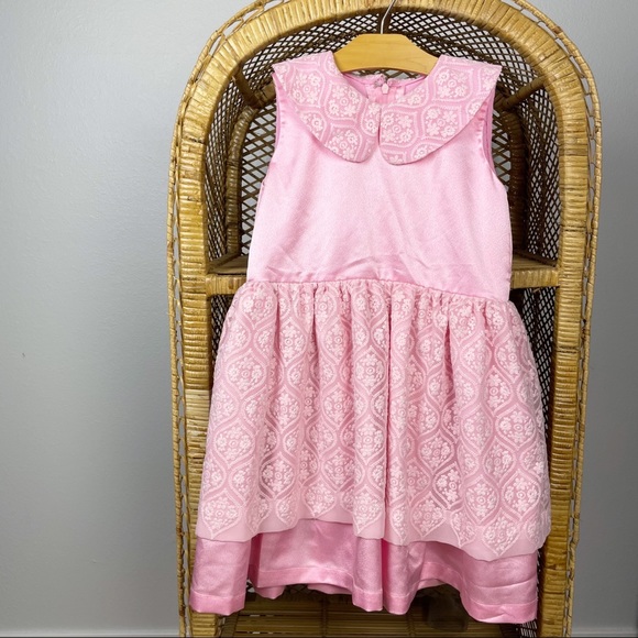 Vintage pink two tier lace Peter Pan collar party dress no tags